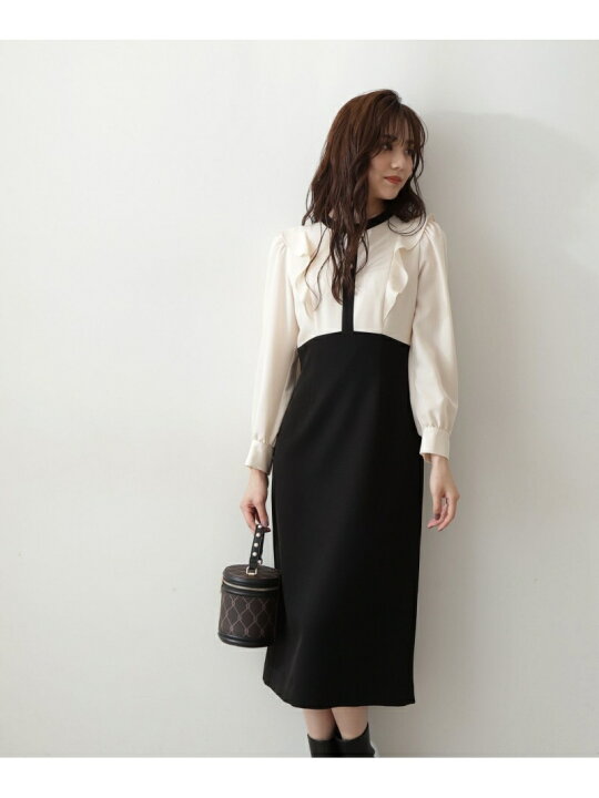 楽天市場】【SALE／30%OFF】バイカラーラッフルタイトワンピース  