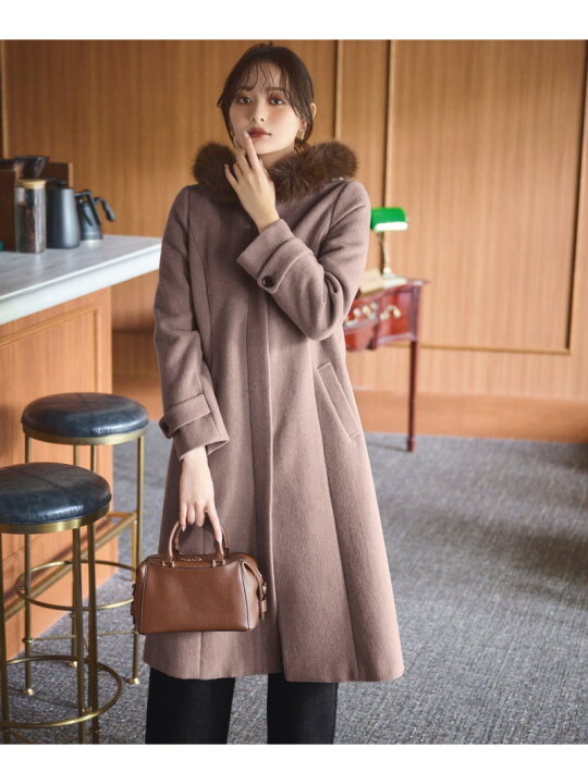 プロポーションボディドレッシング フードファー付きロングコートMサイズ 