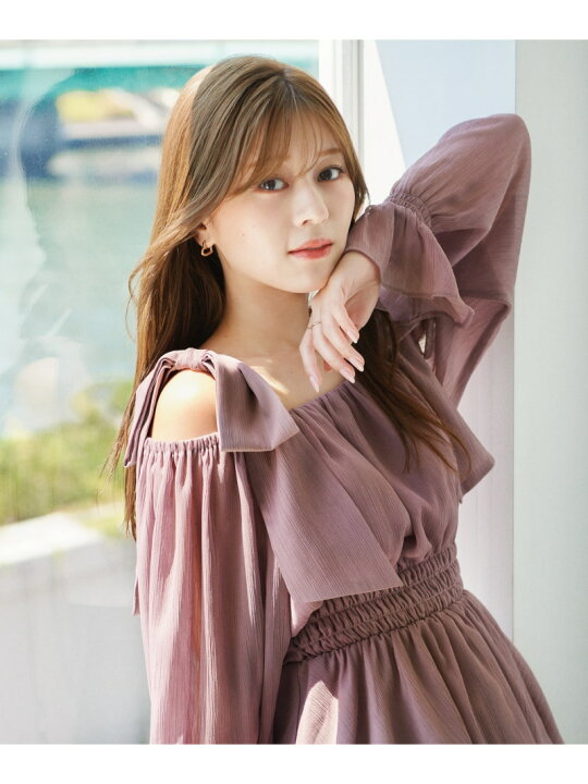楽天市場】【SALE／50%OFF】ショルダーリボンシャーリングブラウス24AW 