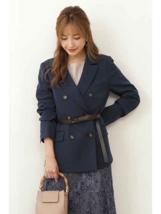 楽天市場】【SALE／50%OFF】ベルト付きテーラードダブルジャケット 