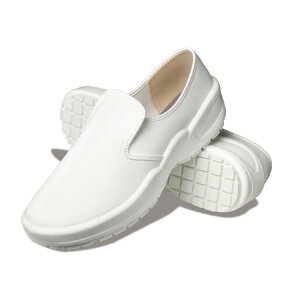 幅広 コックシューズ スリッポン 日本製合皮 防滑 抗菌 防カビ 耐油 底に汚れが付きにくい 厨房用靴 食品製造 調理場 飲食店 清掃 シェフメイト アルファ α-7000 ホワイト 滑りにくい スニー