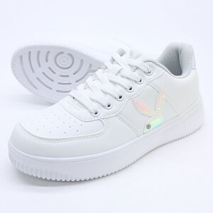 レディース 軽量 ローカット スニーカー コートタイプ PB-0848 ホワイト PLAYBOY プレイボーイ ジュニア キッズ ガールズ シューズ クラシックスタイル