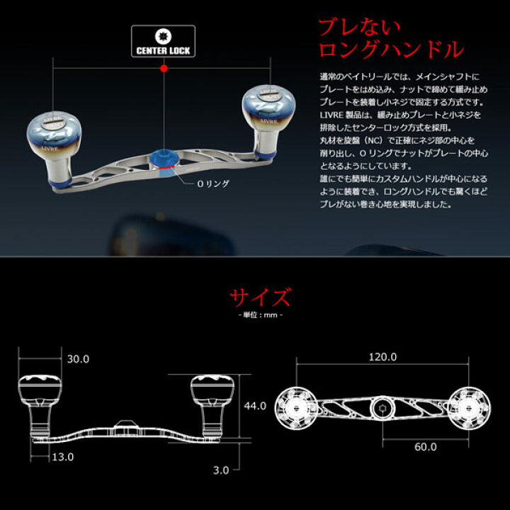 楽天市場】リブレ ハンドル LIVRE フルコンプ クランク120 ダイワ／ABU 