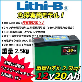 リチビー(Lithi-B) リチウムバッテリー 12V20Ah LiFePO4 (リン酸鉄リチウムイオンバッテリー) 【送料無料】