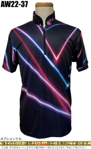ABS ボウリングウェア AW22-37 ブラック ネーム無し イルミネーション SS-3L メンズ レディース ポロシャツ ユニフォーム ボウリング ボウリンググッズ 名入れ無し