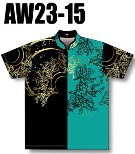 ABS ボウリングウェア AW23-15 ネーム無し オータムコレクション ブラック×グリーン SS-3L メンズ レディース ポロシャツ ユニフォーム ボウリング ボウリンググッズ 名入れ無し