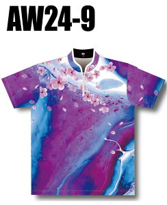 ABS ボウリングウェア AW24-9 ネーム無し サクラコレクション パープル SS-3L メンズ レディース ポロシャツ ユニフォーム ボウリング ボウリンググッズ 名入れ無し