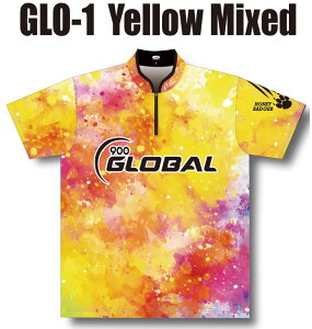 ABS グローバル ボウリングウェア glo-1 イエローミックス ネーム無し SS-3L メンズ レディース グローバルボウリングコレクション GoGLOBALシリーズ HONEY BADGER WEAR ポロシャツ ユニフォーム ボウリ