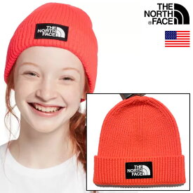 The North Face Logo Box Cuffed Beanie ノースフェイス USAモデル ロゴ ビーニー ニットキャップ 【9624634984-coral】sqm