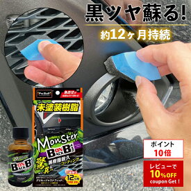 【ポイント10倍】プロスタッフ 色あせた 樹脂パーツ を黒ツヤに！モンスター バックオンブラック（ゴム専用 車 クリーナー ツヤ出し 艶出し ドアゴム 窓ゴム 黒樹脂 ルーフゴム カークリーナー モール ホース グリル 未塗装樹脂 キズ消し 傷消し 保護コート UV吸収）【SG】