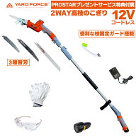 即日発送【3種替刃(枝竹切り・金属園芸パイプ切り)付】 YARD FORCE 12Vコードレス 2WAY 電動のこぎり 高…
