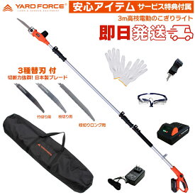 即日発送 【限定セット切れる替刃3種・工具収納バッグ・他付】　YARD FORCE 24Vコードレス 3m 高枝電動のこぎり ライト「LS C21P-JP」 高枝切りノコギリ 高枝切りバサミ 高枝ばさみ 高枝のこぎり ヤードフォース PROSTAR/PACK