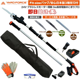 即日発送 2025最新型 【日本製切れる純正替刃3種3本・Fit-size工具バッグ・他付】　YARD FORCE 24Vコードレス 3m ブラシレス 高枝電動 のこぎり プロ ( ブラシレスモーター 搭載) LS C21PA-JP プロ仕様モデル 高枝 枝切 ヤードフォース