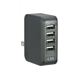 USB-ACアダプター USB電源タップ 4ポート 4.8A ブラック OHM 01-3746 MAV-AU48-K USB AC充電器 モバイル スマホ タブレット充電器 急速充電対応 送料無料