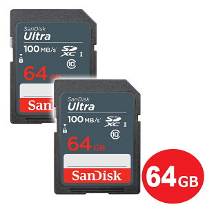 TfBXN SDXCJ[h 64GB 2 ULTRA Class10 UHS-1 100MB/s SDSDUNR-064G-GN3IN-2P SDJ[h SanDisk COe[ y[֑z