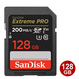 TfBXN SDXCJ[h 128GB EXTREME PRO Class10 UHS-1 U3 V30 200MB/s SDSDXXD-128G-GN4IN SanDisk SDJ[h COe[ y[֑z