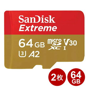 TfBXN microSDXCJ[h 64GB 2Zbg EXTREME UHS-1 U3 V30 A2 170MB/s SDSQXAH-064G-GN6MN-2P SanDisk }CNSD microSDJ[h COe[ y[֑z