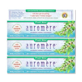 [3個セット] オーロメア アーユルヴェーダ ハーバル歯磨き粉 フレッシュミント 各117g auromere Herbal Tooth Paste Fresh Mint 4.16 oz