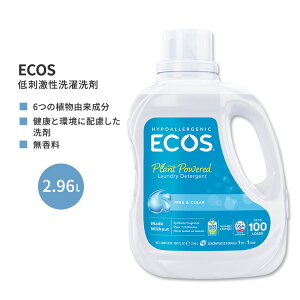 �G�R�X ��h���������� �t���[&�N���A 2.96L (100 floz) ECOS Hypoallergenic Laundry Detergent Free & Clear ������ �V���v�� 6�̐A���R�������y�����񂹏��i�z�y���킹�Ĕ��������z