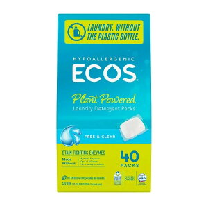 �G�R�X �A�[�X�t�����h���[ �t���[���N���A �t�̃��X ����p��� 40�p�b�N�� ECOS Earth Friendly Products Free & Clear Liquidless Laundry Detergent 40 packs �y�����񂹏��i�z