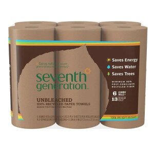 �Z�u���X�W�F�l���[�V���� 100%�Đ��� ���Y���y�[�p�[�^�I�� 6���[�� Seventh Generation 100% Recycled Unbleached Paper Towels 6 count �y�����񂹏��i�z