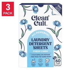 �y�A�����J�R�X�g�R�i�z�N���[���J���g �����܃V�[�g �t���b�V�����l�� 180�� Cleancult Laundry Detergent Sheets, Fresh Linen, 180 Loads, 180 Sheets�y�����񂹏��i�z