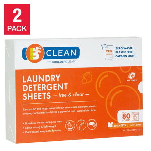 �y�A�����J�R�X�g�R�i�z�{���_�[ �N���[�� �����܃V�[�g �t���[&�N���A 160�� 80�� Boulder Clean Laundry Detergent Sheets, Free & Clear, 160 Loads, 80 Sheets�y�����񂹏��i�z�y���킹�Ĕ��������z