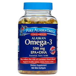 �y�A�����J�R�X�g�R�i�zPure Alaska �I���K-3 500 mg�AEPA+DHA�A�~�j�\�t�g�W�F�� 180 �� Pure Alaska Omega-3 500 mg., EPA+DHA, 180 Mini Softgels �y�����񂹏��i�z�y���킹�Ĕ��������z