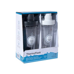 �T�[���t���X�N �v���e�C���p�E�_�[ �V�F�[�J�[�{�g�� 710mL 2�{�Z�b�g �u���b�N�^�z���C�g ThermoFlask 24 oz. Protein Powder Shaker Bottle 2-pack, Pitch Black / Optic White �y�����񂹏��i�z