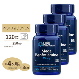 [3�Z�b�g] ���C�t�G�N�X�e���V���� ���K�x���t�H�`�A�~�� �T�v�������g 250mg 120�� �x�W�^���A���J�v�Z�� Life Extension Mega Benfotiamine