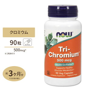 NOW Foods 3��ނ̃N���~�E���g���N���~�E�� 500mcg (�V�i�����z��) 90�� �i�E�t�[�Y Tri-Chromium 500mcg with Cinnamon - 90Vcaps