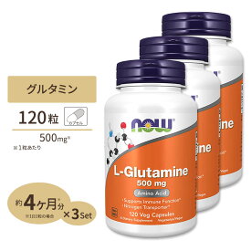 [3個セット] ナウフーズ L-グルタミン サプリメント 500mg 120粒 NOW Foods L-Glutamine ベジカプセル