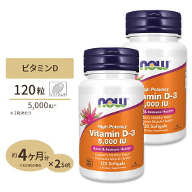[2個セット] ナウフーズ ビタミンD-3 サプリメント 5000IU 120粒 ソフトジェル NOW Foods Vitamin D-3 Softgels