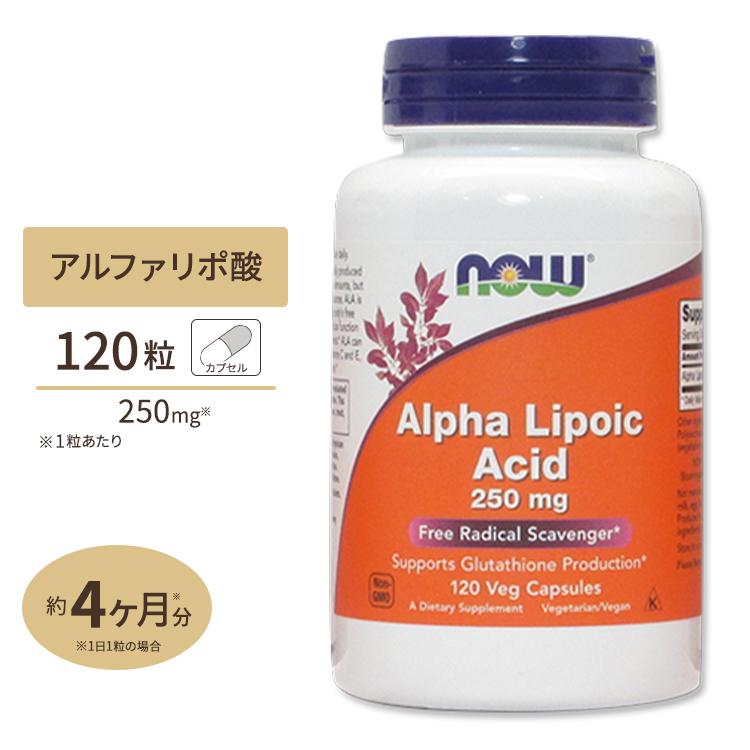アルファリポ酸 250mg 120粒 NOW Foods(ナウフーズ)