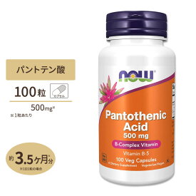 ナウフーズ パントテン酸 500mg 100粒 ベジカプセル NOW Foods Pantothenic Acid Veg Capsules ビタミンB5 水溶性ビタミン エネルギー 美容サポート ダイエットサポート