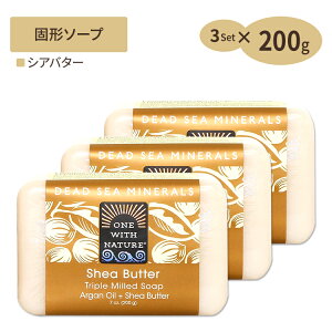 [3�Z�b�g] [�V�A�o�^�[]�f�b�h�V�[ �~�l�����Y�\�[�v ���C �Ό� 200g One with Nature �����E�B�Y�l�C�`���[ �Ō` ��� �ێ� �\�h Triple Milled Soap Shea Butter Soap Bar, 7 oz (200 g)�y�����񂹏��i�z�y