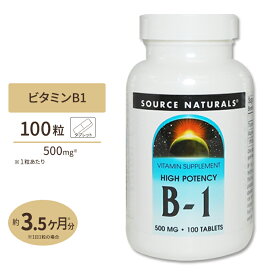 ソースナチュラルズ B-1 (マグネシウム配合) 500mg 100粒 Source Naturals B-1 High Potency 500mg 100Tablets サプリメント サプリ ビタミンB1 チアミン 健康食品 アメリカ