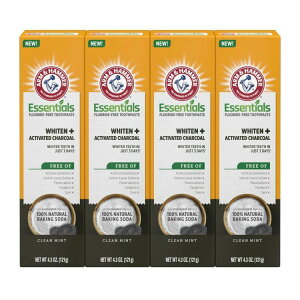 yAJEH}[gizA[n}[ GbZVY tbft[  Yz N[~g 121g×4{pbN Arm & Hammer Essentials Fluoride-Free Toothpaste Charcoal-4 Pack y