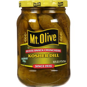 �}�E���g�I���[�u �v�`�X�i�b�N�N�����`���[�Y �R�[�V���f�B���s�N���X 473ml Mt. Olive Petite Snack Crunchers Kosher Dill Pickles, 16 fl oz jar �y�����񂹏��i�z