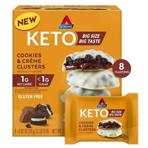 �A�g�L���X �P�g�g���[�c �N�b�L�[���N���[���N���X�^�[ 8�� Atkins Keto Treats, Cookies & Crme Clusters, Gluten Free, High Fiber, Low Carb, 8 Count �y�����񂹏��i�z