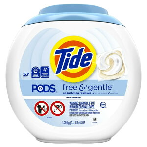 �^�C�h �|�b�Y �t���[���W�F���g�� ����p��܃p�b�N ��h���E�������^�C�v 57���� Tide PODS Free and Gentle Liquid Laundry Detergent Pacs, Hypoallergenic, Unscented, 57 Count �y�����񂹏��i�z