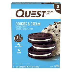 �N�G�X�g �v���e�C���o�[ �N�b�L�[���N���[�� 8�{�� Quest Protein Bar, Cookies & Cream, High Protein, Gluten Free, 8 Count �y�����񂹏��i�z