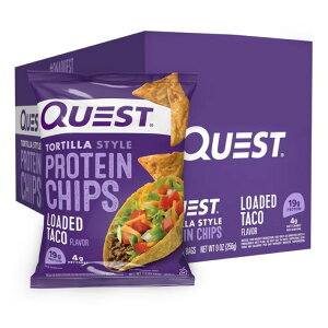 �N�G�X�g �g���e�B�[���X�^�C�� �v���e�C���`�b�v�X ���[�f�b�h�^�R���� 31g 8�ܓ� Quest Tortilla Style Protein Chips with 19g of Protein, Loaded Taco Flavor �y�����񂹏��i�z