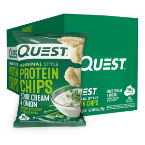 �N�G�X�g �v���e�C���`�b�v�X �T���[�N���[�����I�j�I�� 8�ܓ� Quest Protein Chips Sour Cream & Onion 8PK �y�����񂹏��i�z