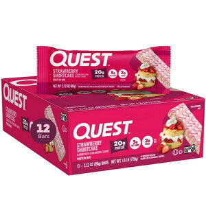�N�G�X�g �X�g���x���[�V���[�g�P�[�L���� �v���e�C���o�[ 12�{�� Quest Strawberry Shortcake Flavor Protein Bar, Gluten Free, High Protein, 12 Count �y�����񂹏��i�z