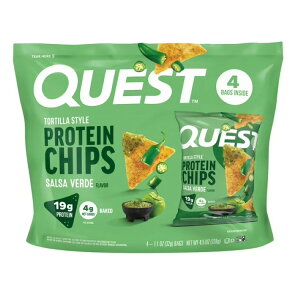 �N�G�X�g �g���e�B�[���X�^�C�� �v���e�C���`�b�v�X �T���T�x���f���� 31g 4�ܓ� Quest Tortilla Style Protein Chips, Salsa Verde Flavored, Baked, 1.1oz, 4 Bags �y�����񂹏��i�z