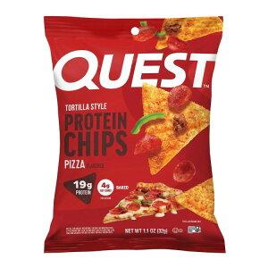 �N�G�X�g �g���e�B�[���X�^�C�� �v���e�C���`�b�v�X �s�U���� 31g 1�� Quest Tortilla Style Protein Chips with 19g of Protein,Pizza Flavor, 1.1 Oz, Single �y�����񂹏��i�z