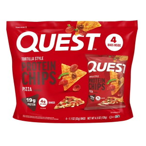 �N�G�X�g �g���e�B�[���X�^�C�� �v���e�C���`�b�v�X �s�U���� 31g 4�ܓ� Quest Tortilla Style Protein Chips, 19g Protein, Baked, Pizza Flavor, 1.1oz Bags, 4 Count �y�����񂹏��i�z