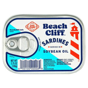 �r�[�`�N���t �V�R�C���V �哤���Ђ� 106g Beach Cliff Wild Caught Sardines in Soybean Oil 3.75 oz �y�����񂹏��i�z