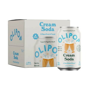 �I���|�b�v �v���o�C�I�e�B�N�X�\�[�_ �N���[���\�[�_ 355ml 4�{ �p���g���[�p�b�N OLIPOP Prebiotic Soda, Cream Soda, 12 fl oz, 4 Pack, Pantry Packs �y�����񂹏��i�z�y���킹�Ĕ��������z